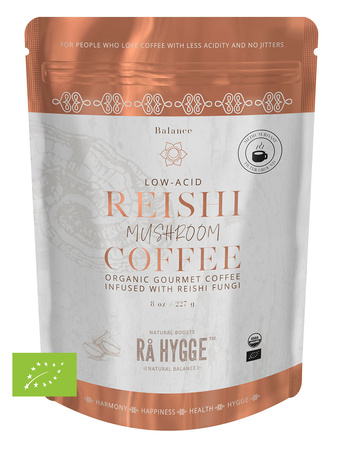 BIO KAWA z REISHI Ra Hygge drobno mielona do espresso - ekologiczna, niskokwasowa z ekstraktem Reishi (227g)
