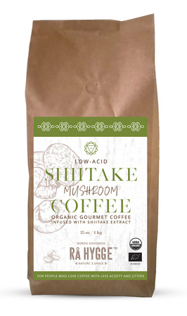 BIO Kawa z Shiitake Ra Hygge w ziarnach - ekologiczna, niskokwasowa z ekstraktem Shiitake (1kg)