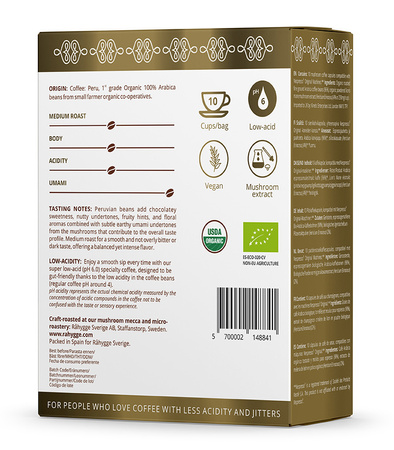 Kapsułki Nespresso BIO - Termin ważności: 31.10.2026 r. - kawa z SOPLÓWKĄ JEŻOWATĄ (Lion's Mane / Hericium) - kawa z ekstraktem (10 kapsułek x 5,8g)