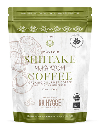 BIO Kawa z Shiitake Ra Hygge w ziarnach - ekologiczna, niskokwasowa z ekstraktem Shiitake (100g)